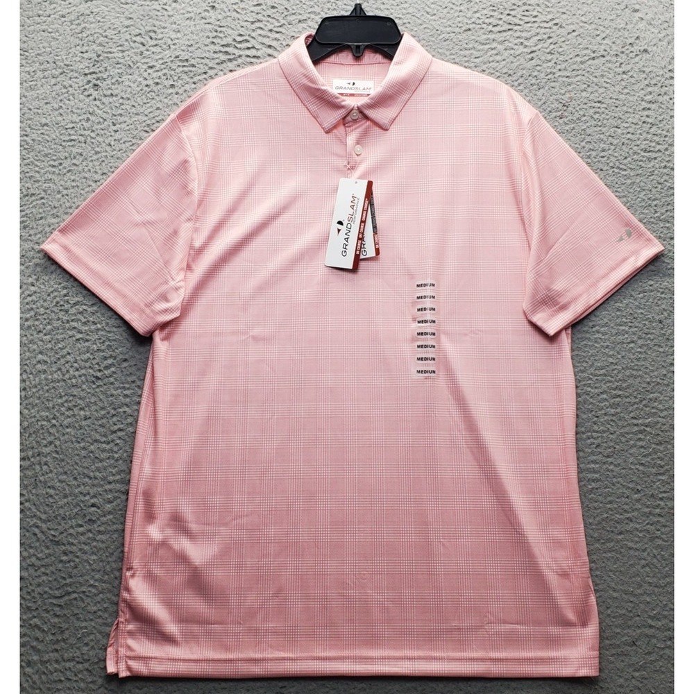 Grand Slam Golf Performance Polo‎ Shirt Mens M Multi Plaid Sun Protection UPF 50